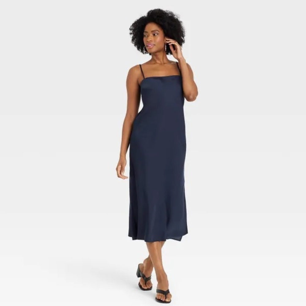 A New Day Navy Blue Slip Midi Dress